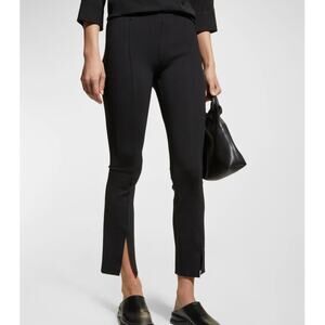 $650 The Row Thilde Slit-Front Skinny Scuba Pants Stretch Slim Leg Black Small S